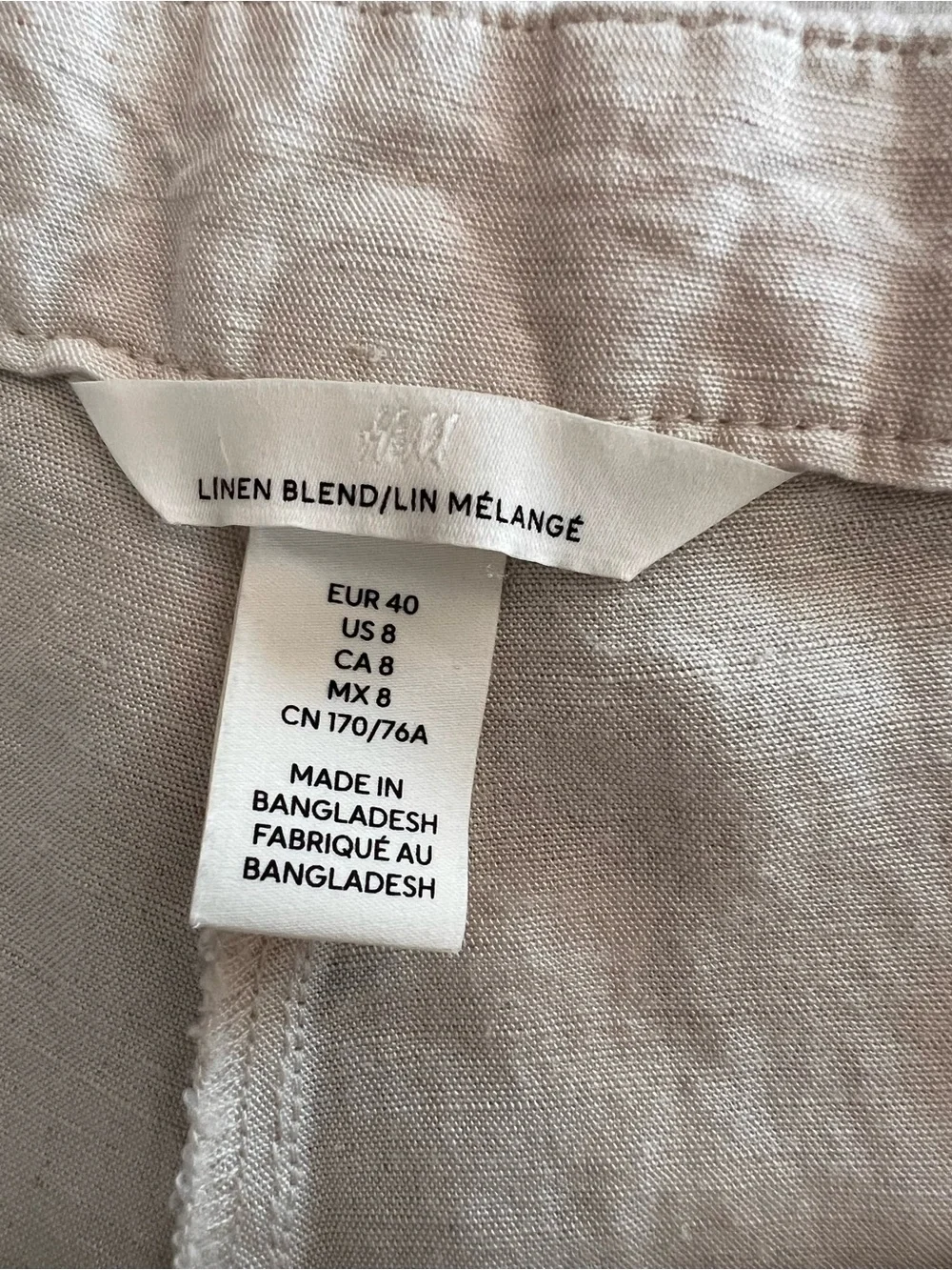 H&M Wideleg Cream Linen Blend Pants - Picture 4 of 7